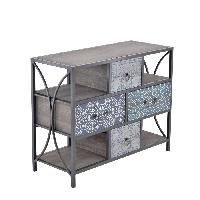 Wooden and metal drawer in blue design 34x83cm H.68cm - Commode 4 tiroirs